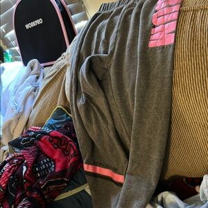 Gray and Pink Kids Sweatpants